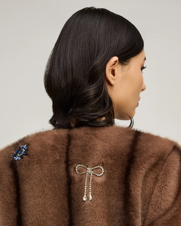 JEWEL CLUSTERS FAUX MINK BENSON COAT