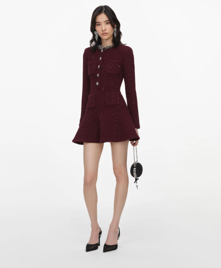 BURGUNDY KNIT MINI DRESS