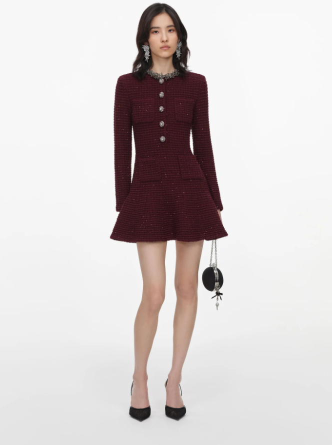 BURGUNDY KNIT MINI DRESS