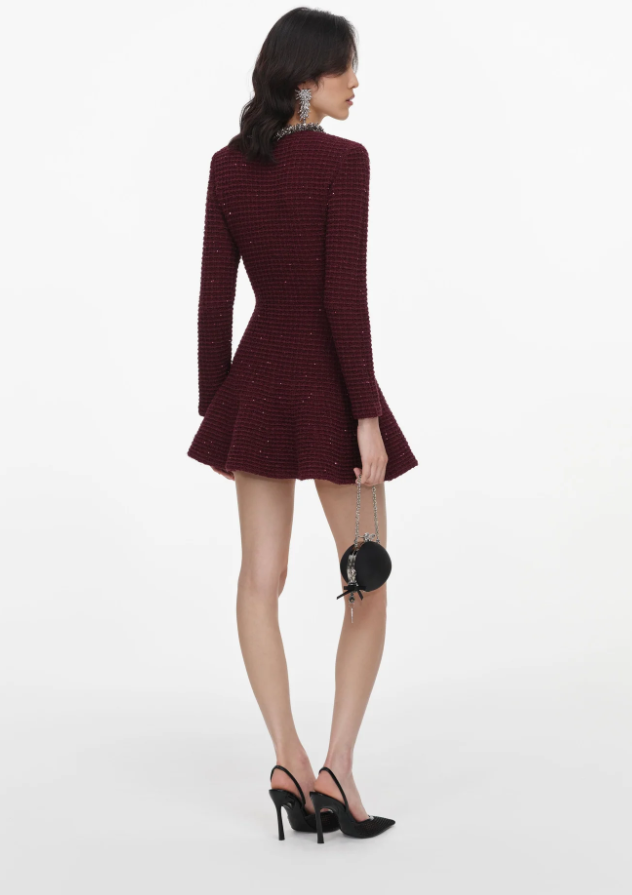 BURGUNDY KNIT MINI DRESS