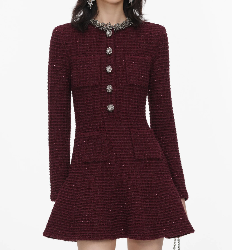 BURGUNDY KNIT MINI DRESS