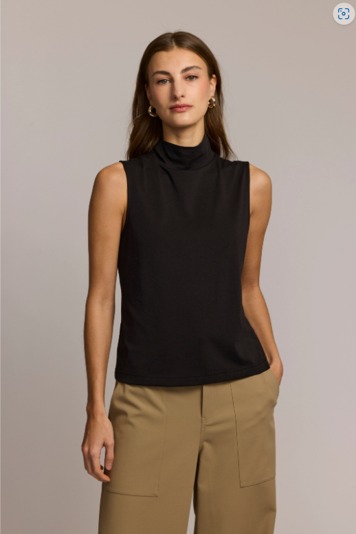 CAROLINA SLEEVELESS MOCK NECK DOUBLE PANEL KNIT TOP