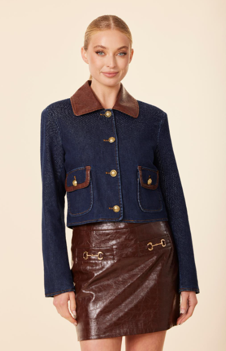 DENIM CROP CROCTRIM JACKET