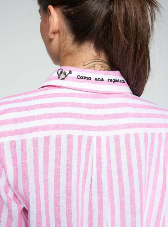 FLOWER EMBROIDERED STRIPED SHIRT