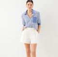 LEIGHTON RUCHED SLEEVE SHIRT