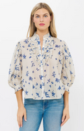 RUFFLE FRONT BUTTON BLOUSE