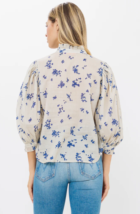 RUFFLE FRONT BUTTON BLOUSE