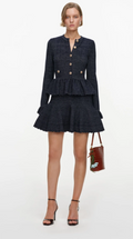 NAVY TEXTURED MINI DRESS