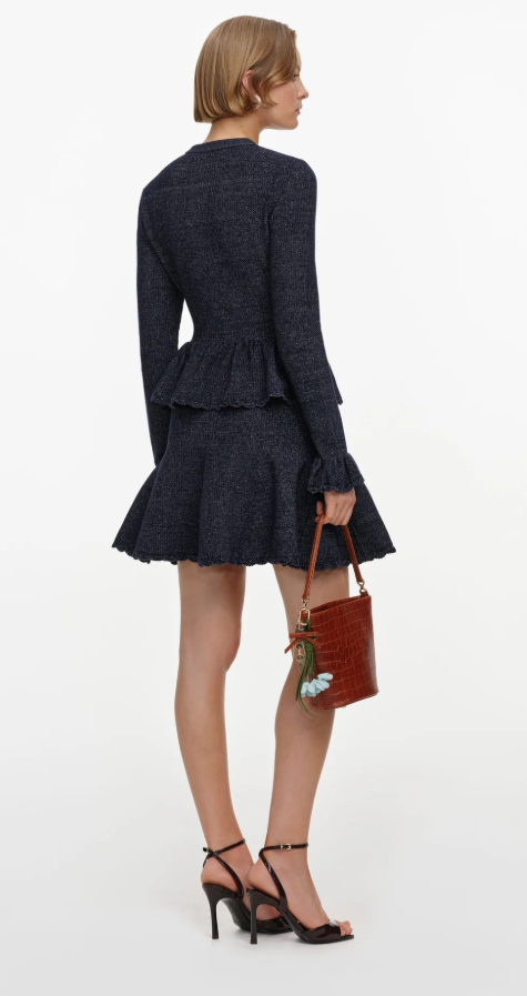 NAVY TEXTURED MINI DRESS