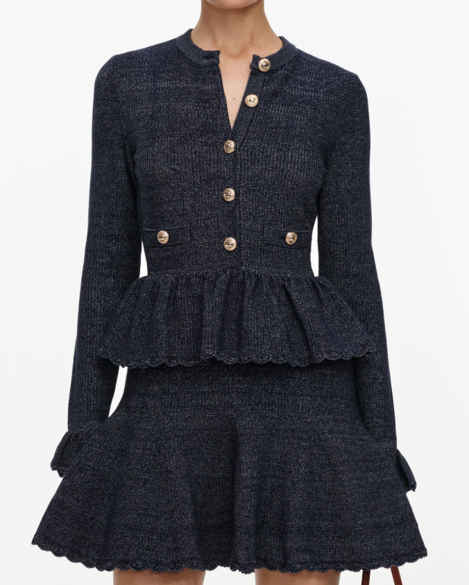 NAVY TEXTURED MINI DRESS