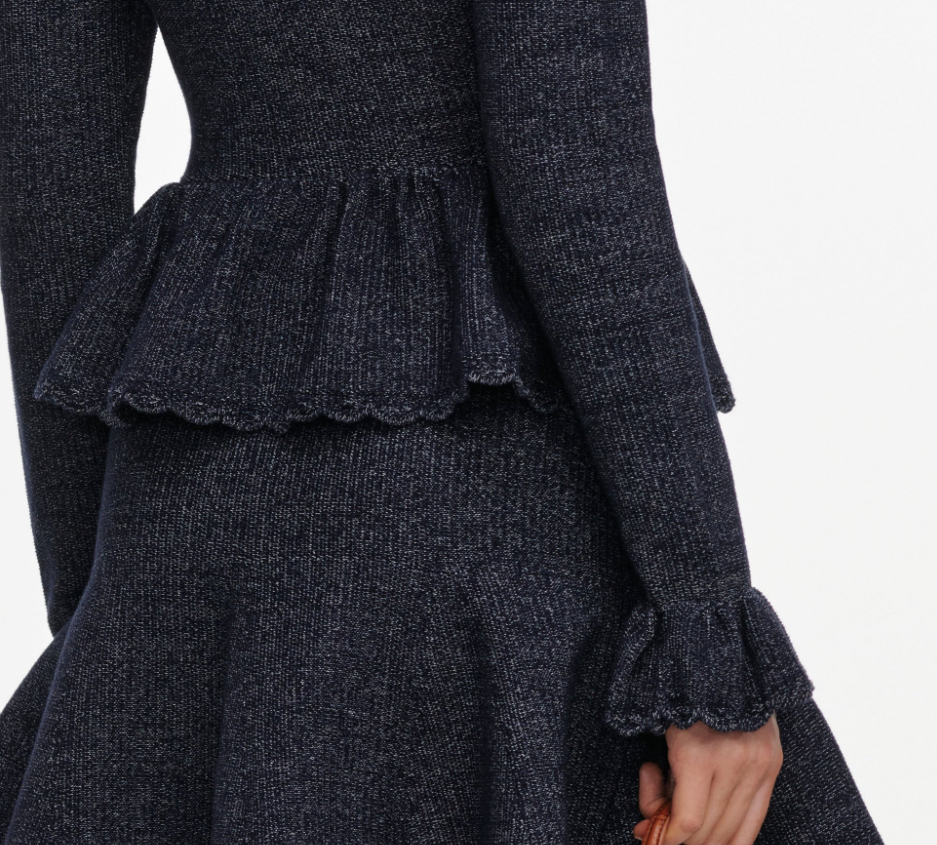 NAVY TEXTURED MINI DRESS