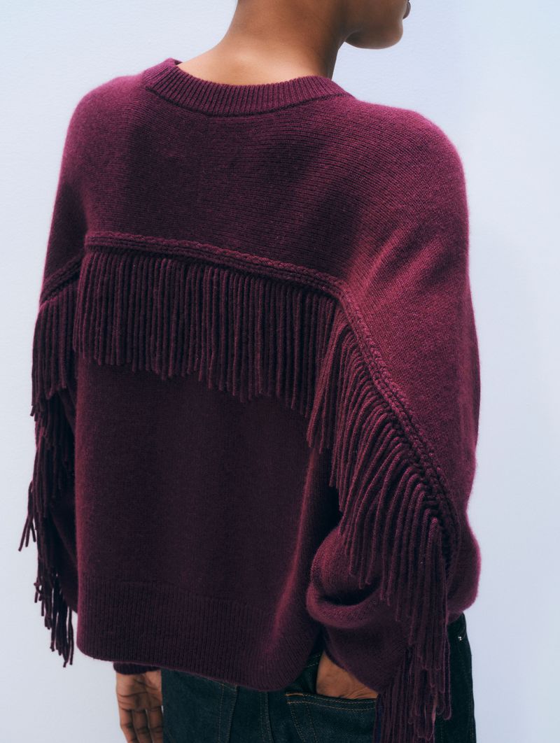 CASHMERE BLEND FRINGE CREW