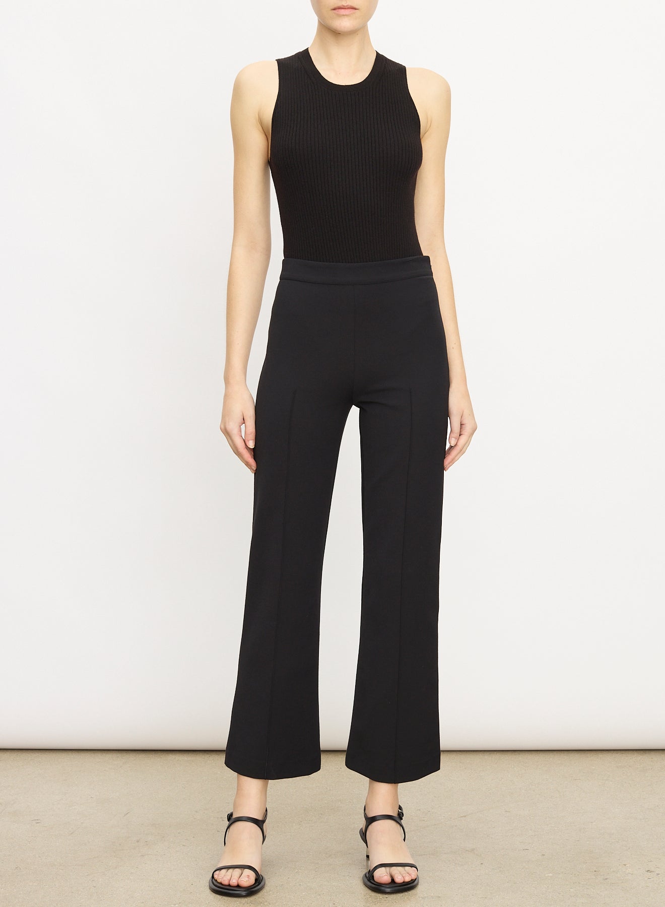 MID RISE PINTUCK CROP FLARE PANT