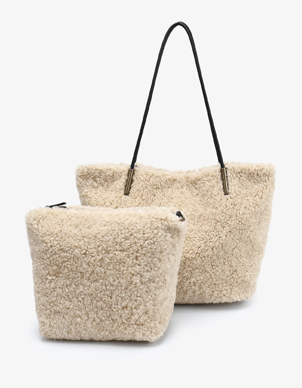 AKIMBO EAST WEST TOTE SHEARLING CREAM