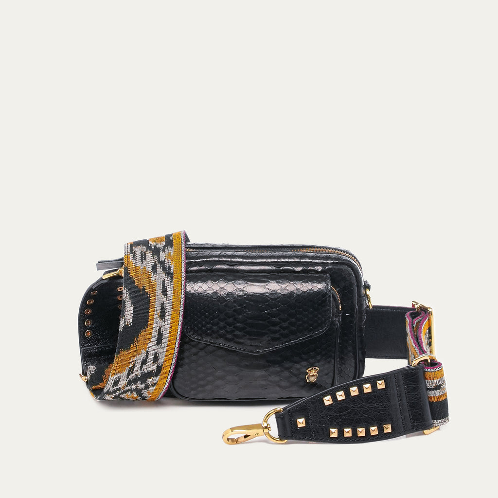 BLACK PYTHON BABY CHARLY BAG GOLD