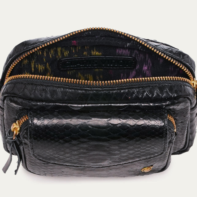 BLACK PYTHON BABY CHARLY BAG GOLD