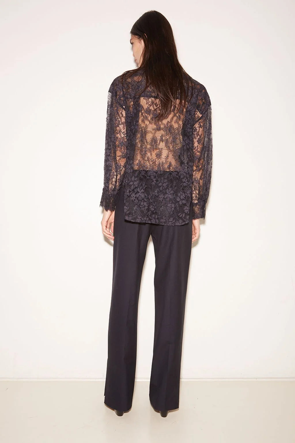TISH NAVY LACE SHIRT