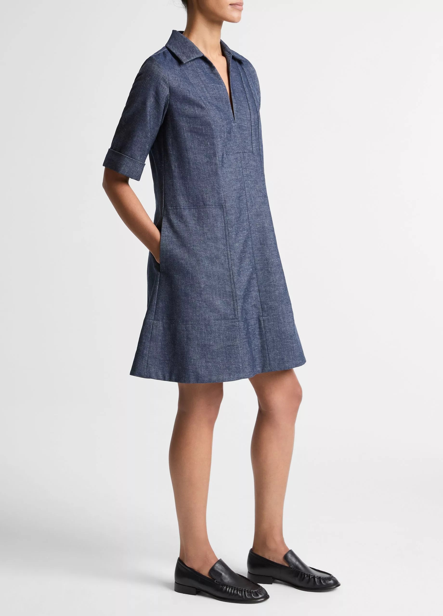 COLLARED A-LINE DRESS