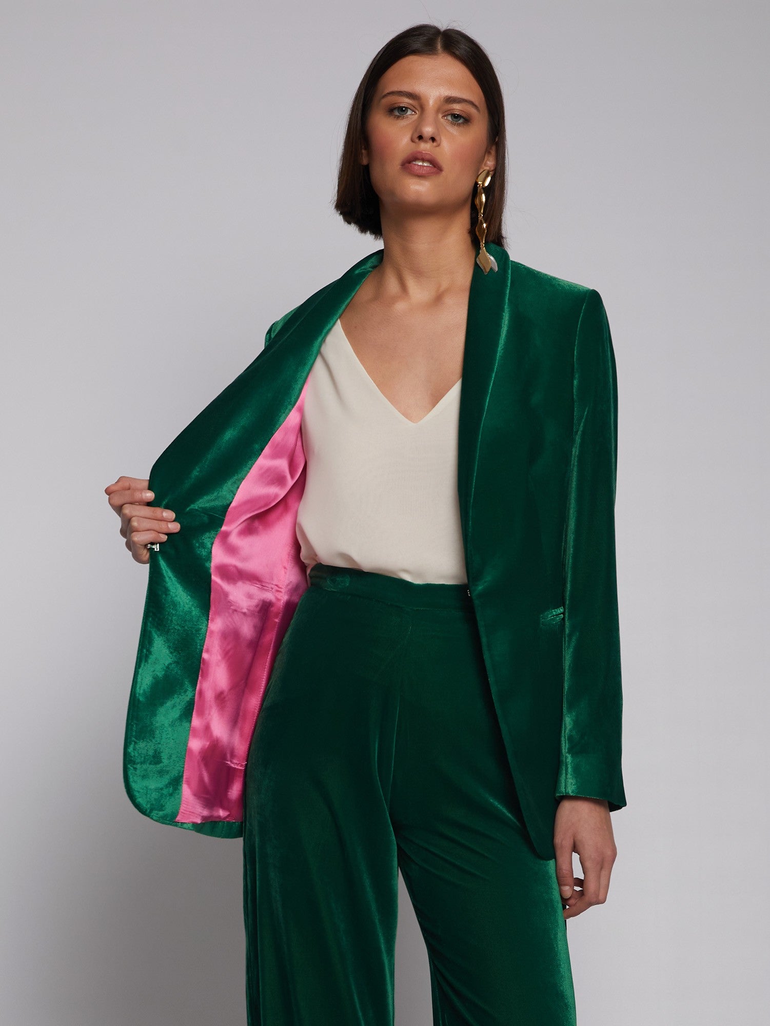 JACKET SMOKING GREEN VELVET