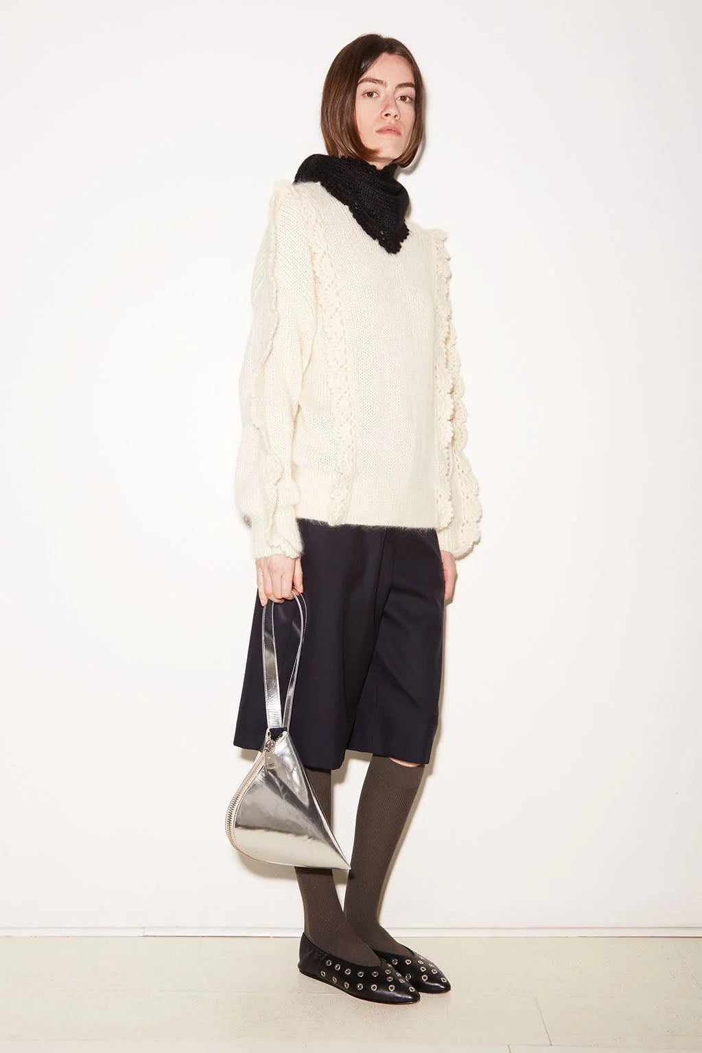 TWEETY RUFFLED IVORY SWEATER