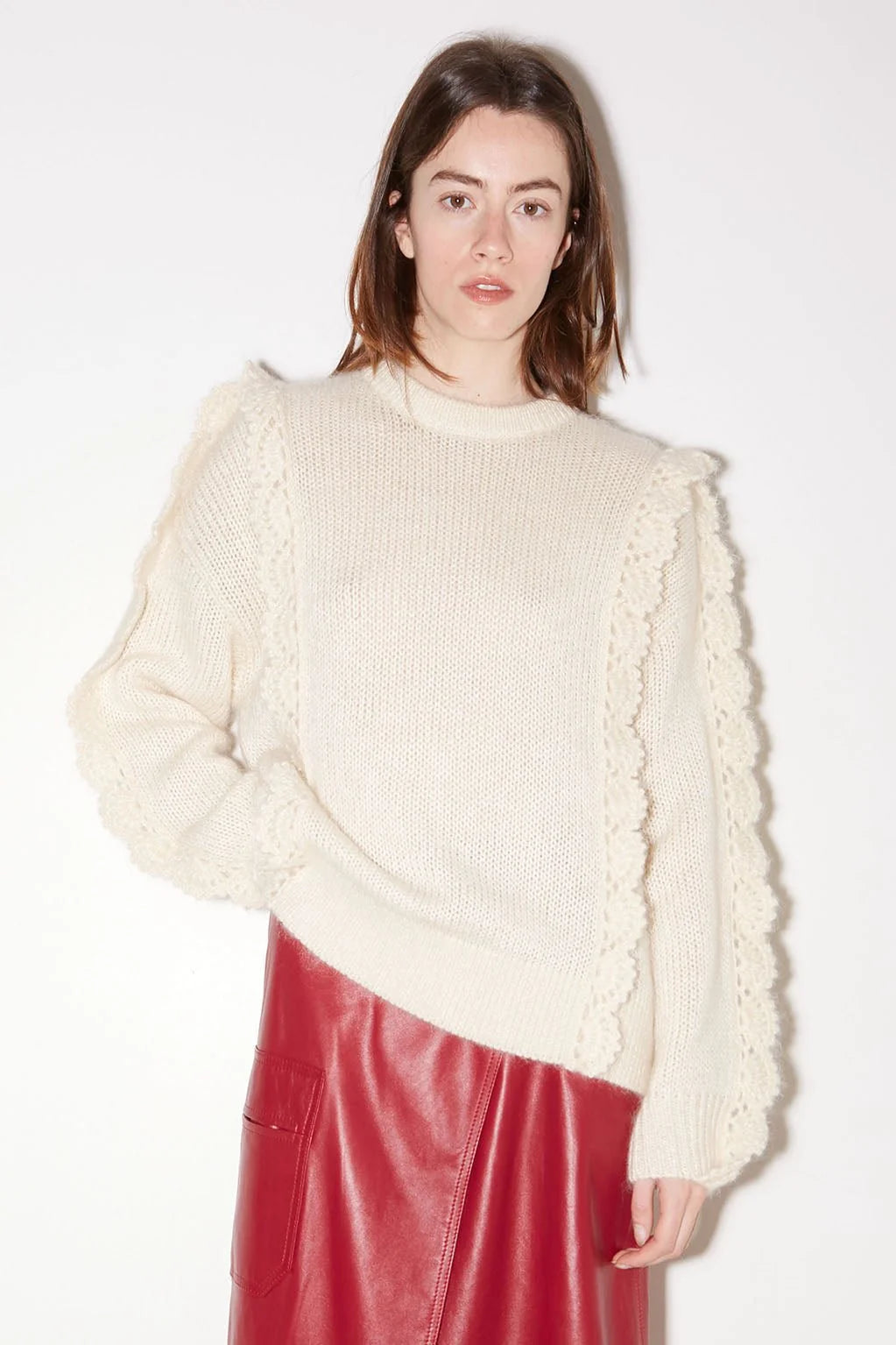 TWEETY RUFFLED IVORY SWEATER