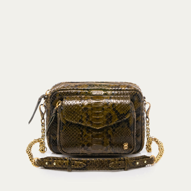 PYTHON DARK KAKI CHARLI BAG