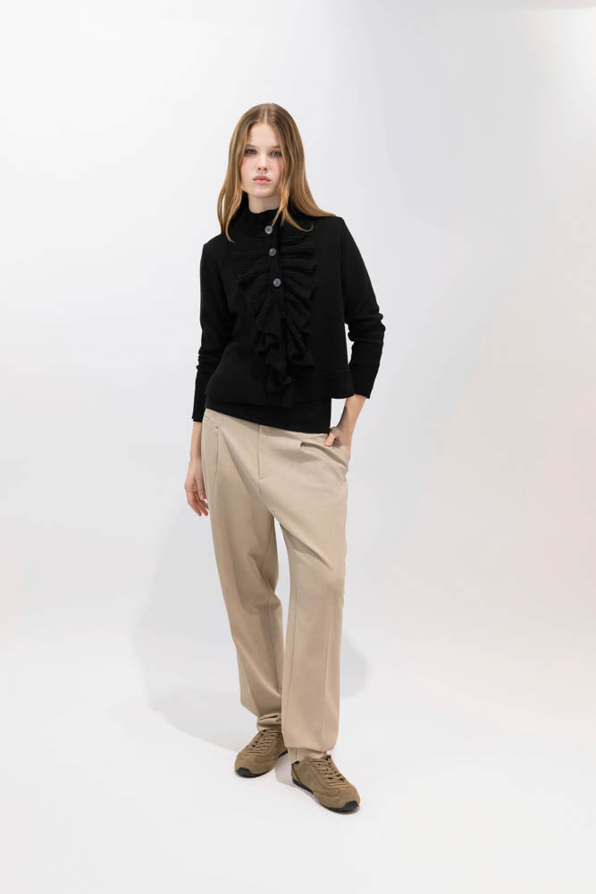 KNITTED BOLERO JACKET WITH RUFFLE DETAIL