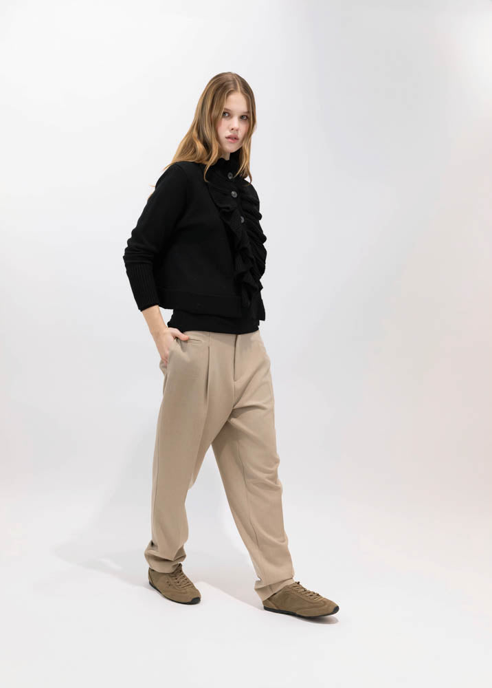 KNITTED BOLERO JACKET WITH RUFFLE DETAIL