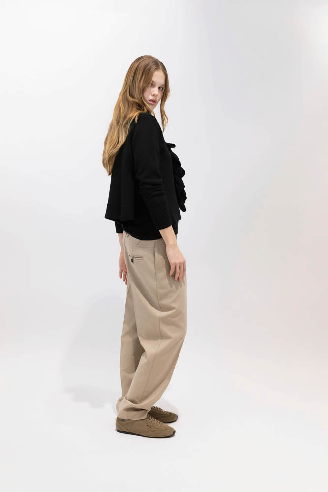 KNITTED BOLERO JACKET WITH RUFFLE DETAIL