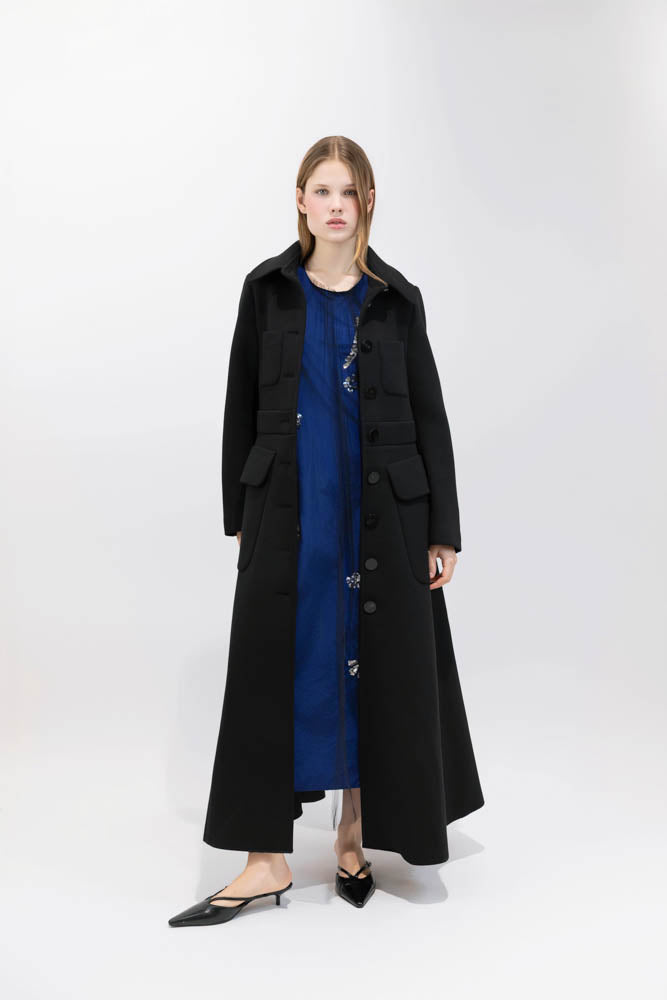 LONG LADY-STYLE NEOPRENE COAT