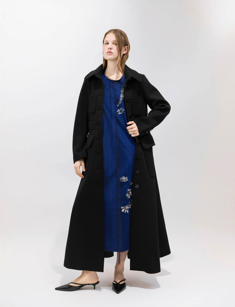 LONG LADY-STYLE NEOPRENE COAT