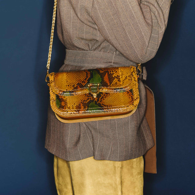 VERDAMBRA PYTHON MANON BAGUETTE BAG
